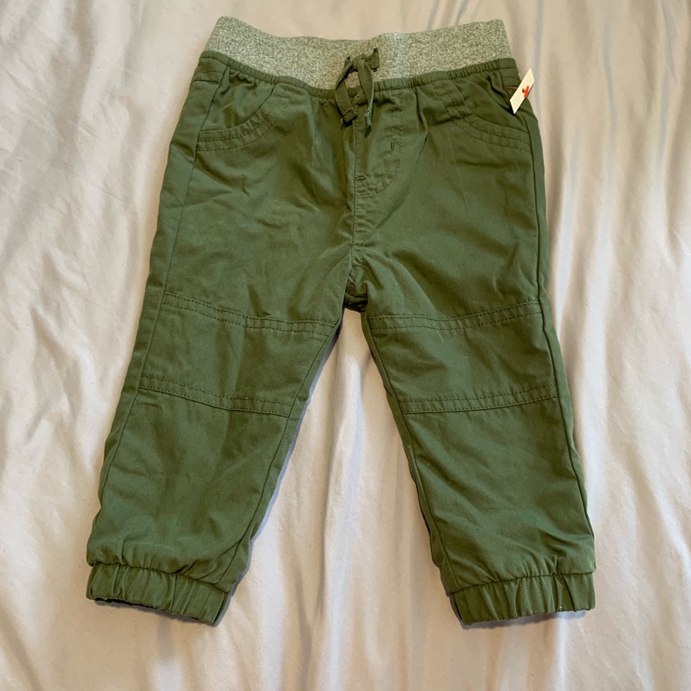 Jersey lined army green Jogger pant for babies